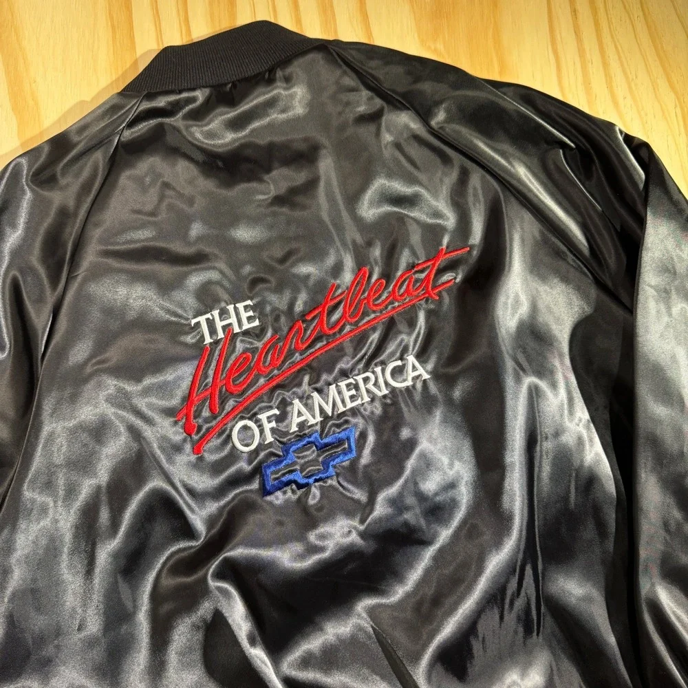 WestArk Men's Vintage Chevrolet Heartbeat of America Black Satin Jacket Size M